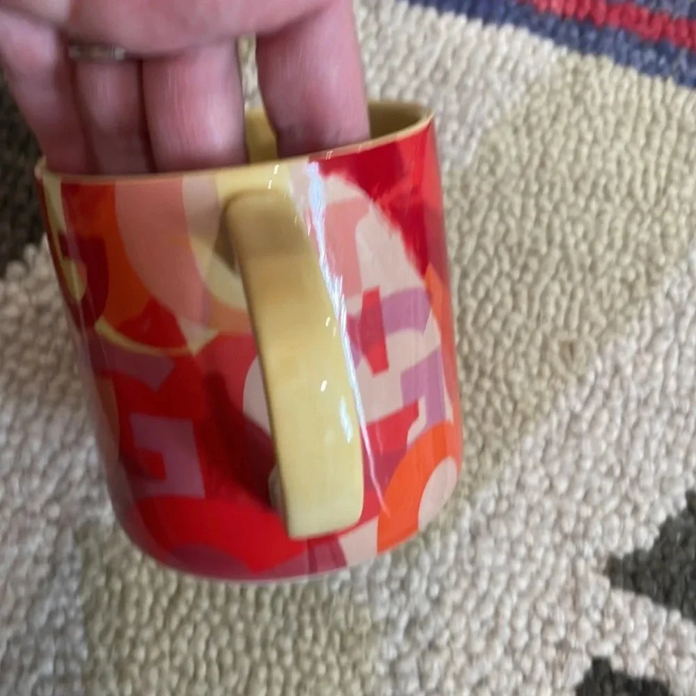 ANTHROPOLOGIE Monogram Lottie Mug Red, Orange, Yellow letter “G”